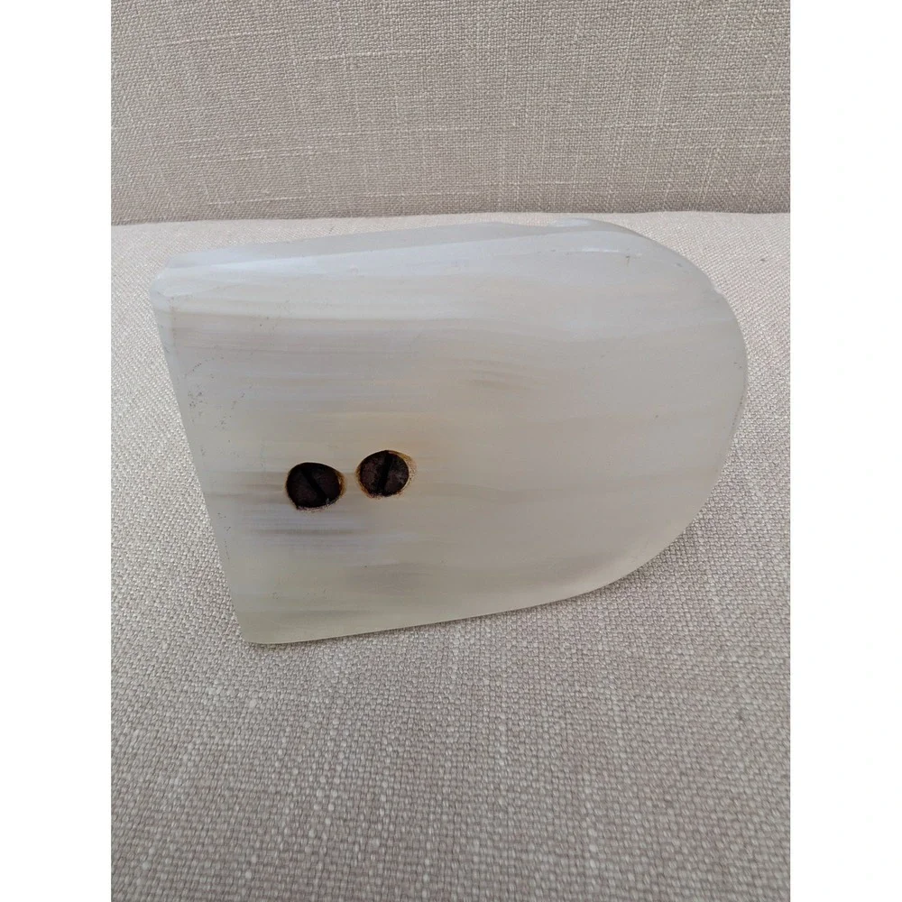 Vintage Carved White Onyx Horse Head Bookend Stone Sculpture Art Deco Style